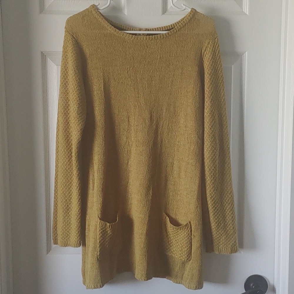 lily & me Knit Tunic Sweater with Front Pockets Cabincore Granola Best Fit M-L